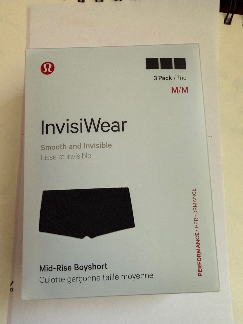 NEW - lululemon athletica InvisiWear Mid-Rise Boyshorts - Black (3 Pack)